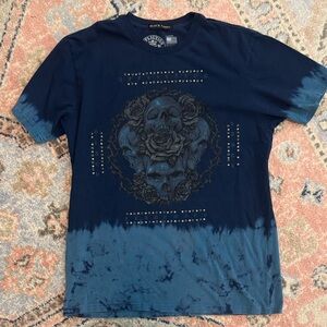 Affliction Blue Tie-Dye Skull Graphic Tee